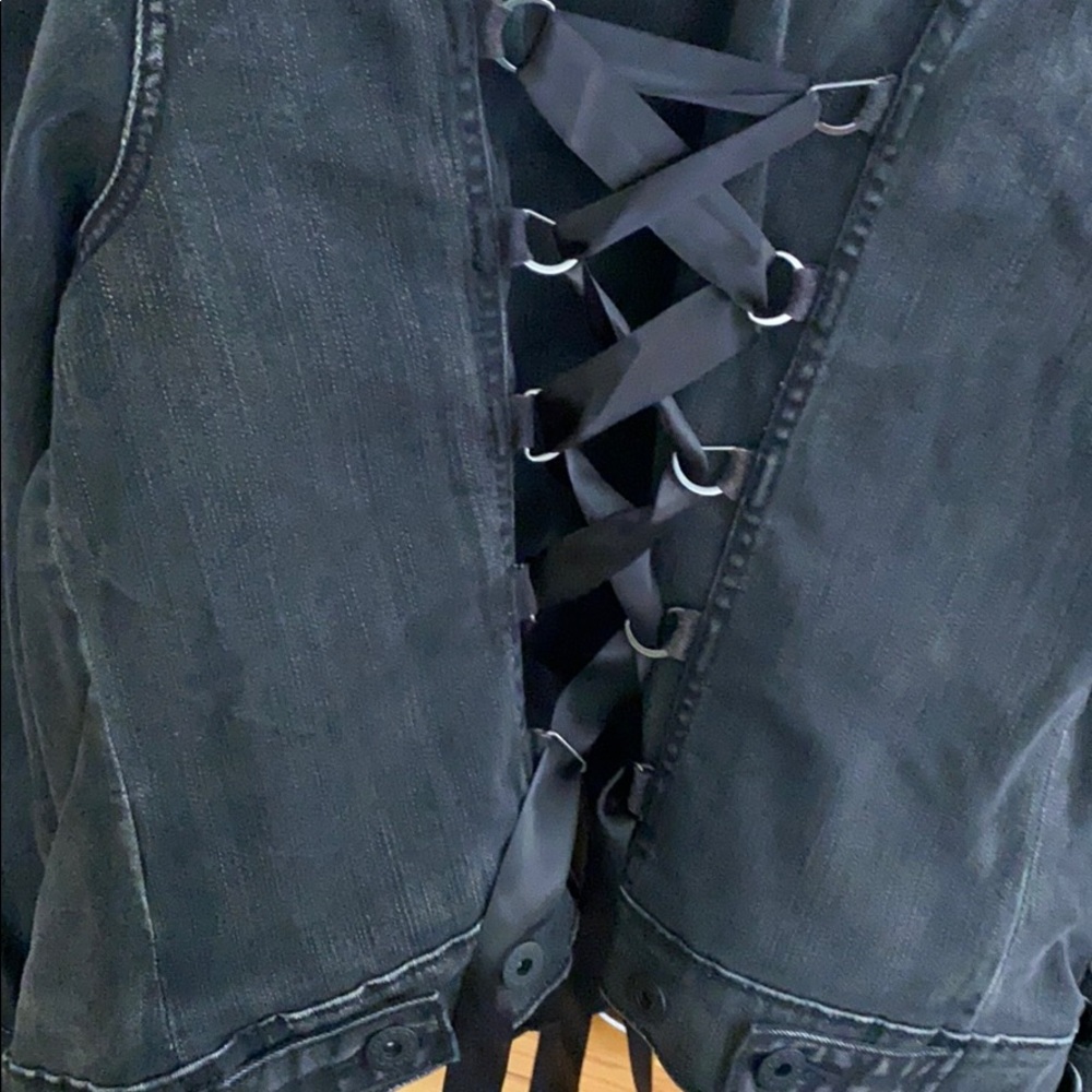 Distressed Denim Corset Jean Jacket